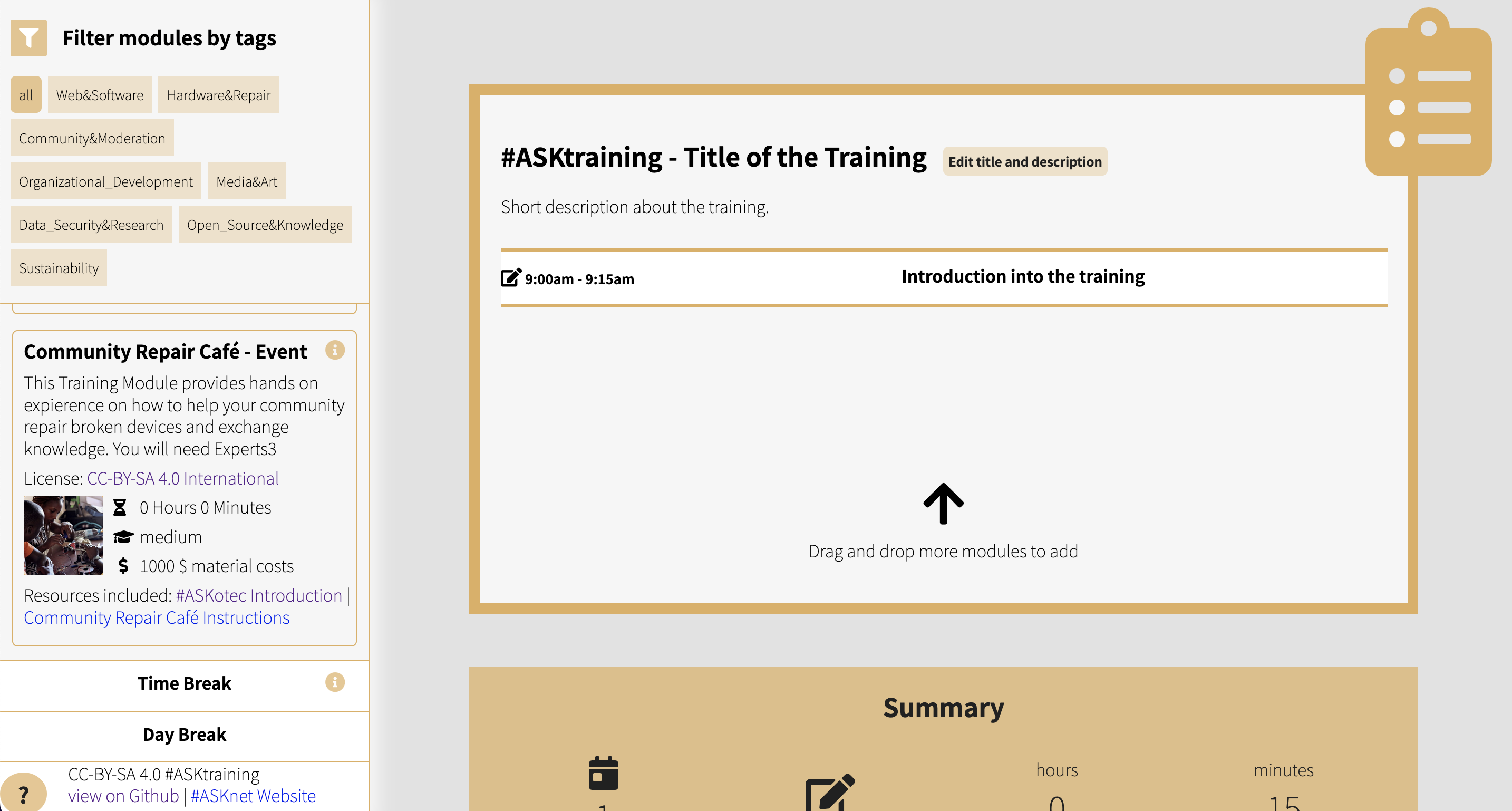 The Integration of Modules and Resources into #ASKtraining